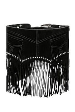 Moschino Jeans Fringe Belt in Fantasy Print Black, view 2, click to view large image.