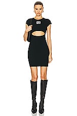 Moschino Jeans Cut Out T-shirt Mini Dress in Black, view 1, click to view large image.