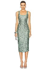 Moschino Jeans Sequins Sleeveless Midi Dress in Green, view 1, click to view large image.