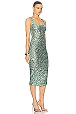 Moschino Jeans Sequins Sleeveless Midi Dress in Green, view 2, click to view large image.