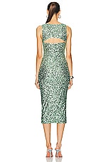 Moschino Jeans Sequins Sleeveless Midi Dress in Green, view 3, click to view large image.