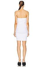 Moschino Jeans Strapless Mini Dress in White, view 4, click to view large image.