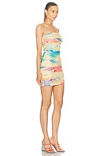 Moschino Jeans Strapless Mini Dress in Multi Ivory, view 2, click to view large image.