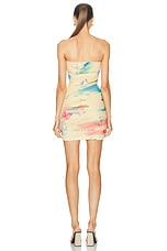 Moschino Jeans Strapless Mini Dress in Multi Ivory, view 3, click to view large image.