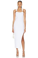 Moschino Jeans Sleeveless Long Dress in Fantasy Print White, view 1, click to view large image.