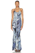 Moschino Jeans Long Denim Dress in Fantasy Print | FWRD