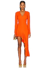 Moschino Jeans Asymmetrical Dress in Orange, view 1, click to view large image.