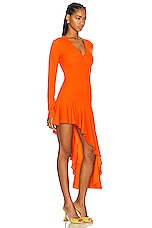 Moschino Jeans Asymmetrical Dress in Orange, view 2, click to view large image.