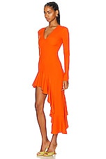 Moschino Jeans Asymmetrical Dress in Orange, view 3, click to view large image.