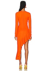 Moschino Jeans Asymmetrical Dress in Orange, view 4, click to view large image.