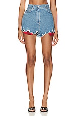 Moschino Jeans High Waist Short in Fantasy Print Blue, view 1, click to view large image.