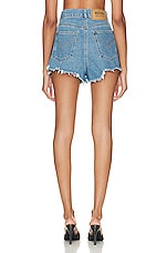 Moschino Jeans High Waist Short in Fantasy Print Blue, view 3, click to view large image.