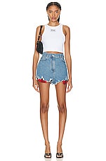 Moschino Jeans High Waist Short in Fantasy Print Blue, view 4, click to view large image.