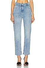 Moschino Jeans High Rise Straight Leg Pant in Fantasy Print Blue, view 1, click to view large image.