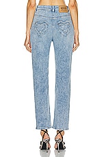 Moschino Jeans High Rise Straight Leg Pant in Fantasy Print Blue, view 3, click to view large image.