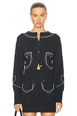 Moschino Jeans Long Sleeve Cardigan in Multi Grey, view 1, click to view large image.