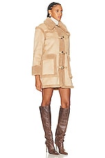 Moschino Jeans Eco Coat in Fantasy Print Beige, view 2, click to view large image.