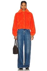 Moschino Jeans Teddy Jacket in Orange, view 4, click to view large image.