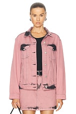 Moschino Jeans Denim Jacket in Multi Pink, view 1, click to view large image.