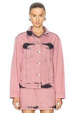 Moschino Jeans Denim Jacket in Multi Pink, view 2, click to view large image.