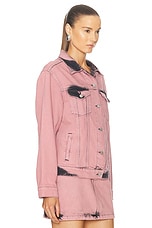 Moschino Jeans Denim Jacket in Multi Pink, view 3, click to view large image.