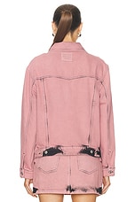 Moschino Jeans Denim Jacket in Multi Pink, view 4, click to view large image.