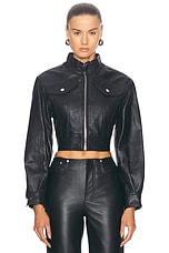 Moschino Jeans Leather Jacket in Black, view 1, click to view large image.