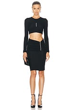 Moschino Jeans Ruched Midi Skirt in Black, view 5, click to view large image.