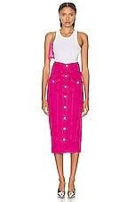 Moschino Jeans Midi Skirt in Fuchsia, view 4, click to view large image.
