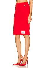 Moschino Jeans Cady Skirt in Red, view 3, click to view large image.