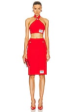 Moschino Jeans Cady Skirt in Red, view 5, click to view large image.