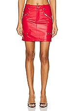 Moschino Jeans Leather Mini Skirt in Pink, view 1, click to view large image.