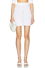 Moschino Jeans Zipper Front Mini Skirt in White, view 1, click to view large image.