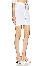 Moschino Jeans Zipper Front Mini Skirt in White, view 2, click to view large image.