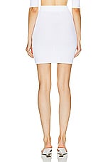 Moschino Jeans Zipper Front Mini Skirt in White, view 3, click to view large image.