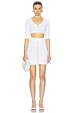 Moschino Jeans Zipper Front Mini Skirt in White, view 4, click to view large image.