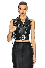 Moschino Jeans Leather Vest in Black, view 1, click to view large image.