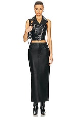 Moschino Jeans Leather Vest in Black, view 5, click to view large image.