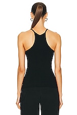 Moschino Jeans Cotton Rib Tank in Black, view 3, click to view large image.