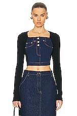 Moschino Jeans Recycled Cotton Rib Top in Fantasy Print Black, view 1, click to view large image.