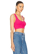 Moschino Jeans Cotton Rib Tank in Fucsia, view 2, click to view large image.
