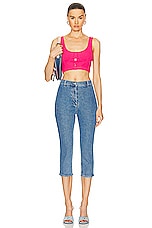 Moschino Jeans Cotton Rib Tank in Fucsia, view 4, click to view large image.