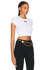 Moschino Jeans Short Sleeve Top in White, view 2, click to view large image.