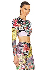 Moschino Jeans Long Sleeve Cropped Top in Fantasy Print, view 2, click to view large image.
