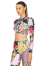 Moschino Jeans Long Sleeve Cropped Top in Fantasy Print, view 3, click to view large image.