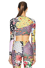 Moschino Jeans Long Sleeve Cropped Top in Fantasy Print, view 4, click to view large image.
