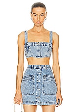 Moschino Jeans Cropped Tank Top in Fantasy Print Blue, view 1, click to view large image.