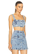 Moschino Jeans Cropped Tank Top in Fantasy Print Blue, view 2, click to view large image.