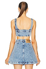 Moschino Jeans Cropped Tank Top in Fantasy Print Blue, view 3, click to view large image.