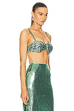 Moschino Jeans Bandeau Top in Green, view 2, click to view large image.